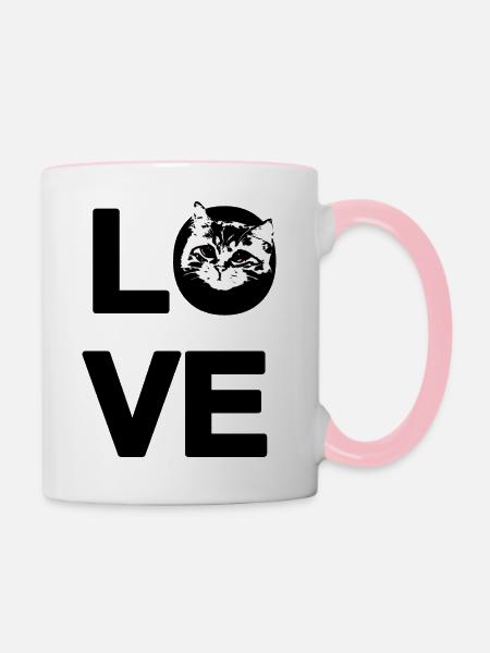 Liebes-Chat - Tasse zweifarbig - Weiß/Pink