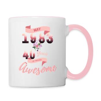 40 Birthday 1983 May flower woman flower - Contrasting Mug - white/pink - Right