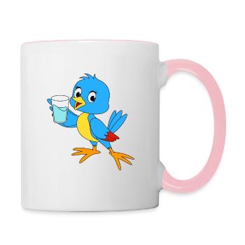 Mia der Vogel liebt Wasser - Tasse zweifarbig - Weiß/Pink - Rechts
