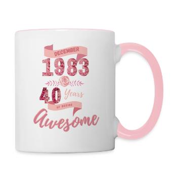 40th Birthday December 1983 - Contrasting Mug - white/pink - Right