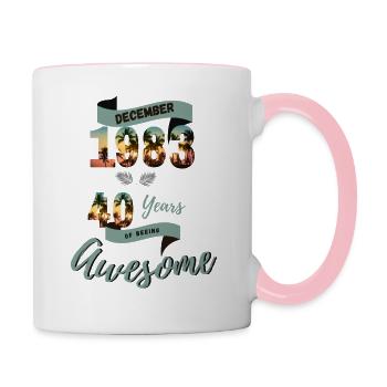 40th Birthday December 1983 - Contrasting Mug - white/pink - Right
