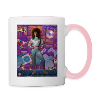 80s Kid Retro Poster - Contrasting Mug - white/pink - Right