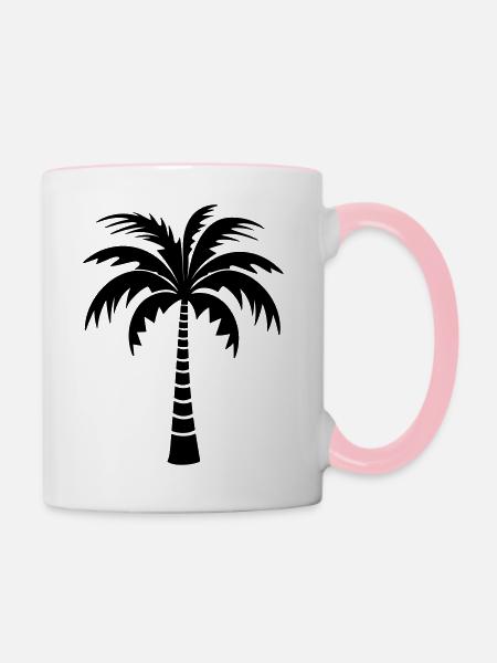 Palme - Tasse zweifarbig - Weiß/Pink