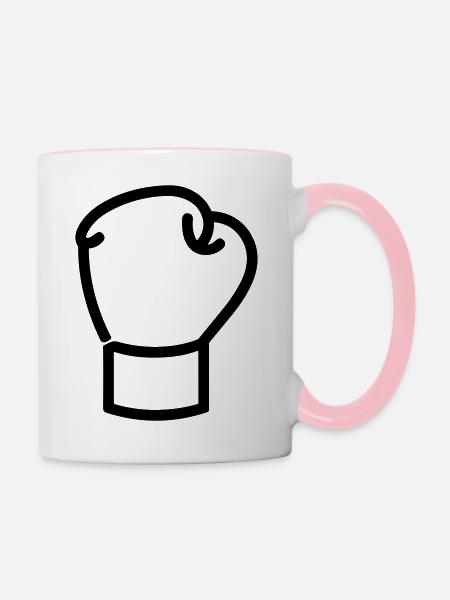 Boxhandschuh - Tasse zweifarbig - Weiß/Pink