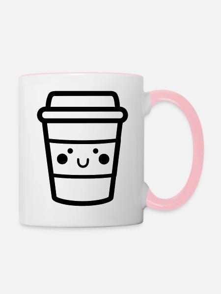 Kaffeebecher - Tasse zweifarbig - Weiß/Pink