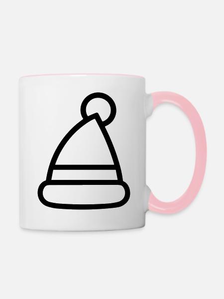 Weihnachtsmütze - Tasse zweifarbig - Weiß/Pink