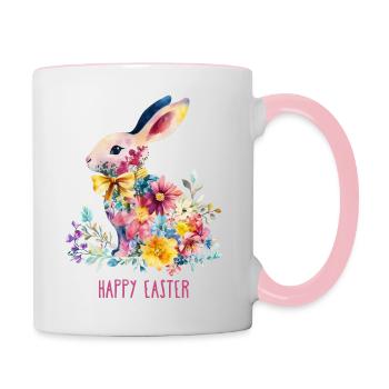 Happy Easter - Floral Bunny - Easter Bunny TShirt - Contrasting Mug - white/pink - Right