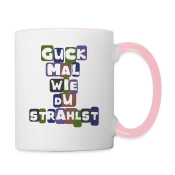 Design für die Liebe und an die Liebe - Tasse zweifarbig - Weiß/Pink - Rechts