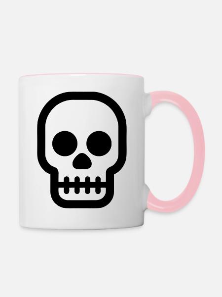Schädel - Tasse zweifarbig - Weiß/Pink
