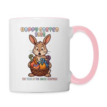 Pâques houblonnée 2025 : l’année du serpent surprise ! - Mug contrasté - blanc/rose - Droite