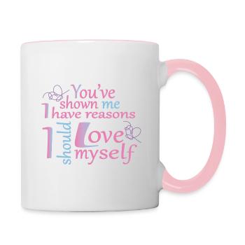 Liebe - love myself - Tasse zweifarbig - Weiß/Pink - Rechts