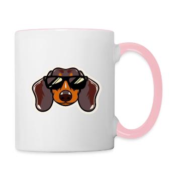Retro Dachshund Holiday Dog Lovers - Contrasting Mug - white/pink - Right