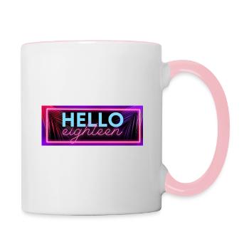 Endlich 18 volljährig hello eighteen - Tasse zweifarbig - Weiß/Pink - Rechts