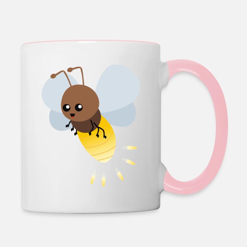 Dessin animé mignon luciole - Mug contrasté - blanc/rose