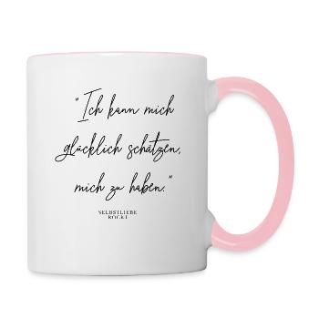 Ich kann mich glücklich schätzen, mich zu haben. - Tasse zweifarbig - Weiß/Pink - Rechts
