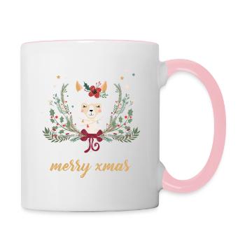 Merry Xmas - Funny Llama- Christmas Gift - Contrasting Mug - white/pink - Right