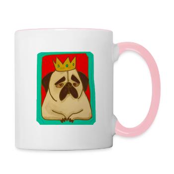Sad Pug King Dog Lover - Contrasting Mug - white/pink - Right
