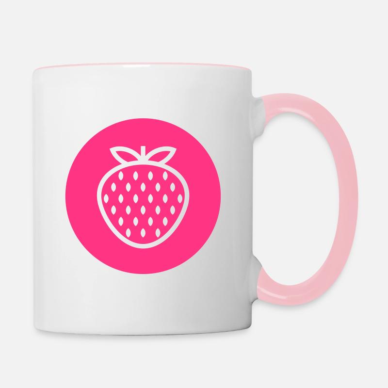 Erdbeere - Tasse zweifarbig - Weiß/Pink