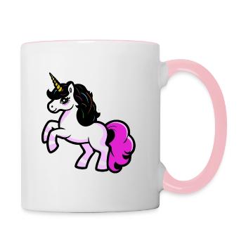 Einhorn - Pink - Bunt - Tasse zweifarbig - Weiß/Pink - Rechts