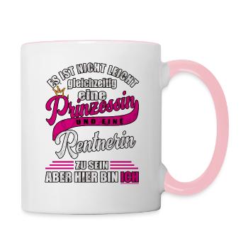 Rentnerin Rente - Geschenk Rentenbeginn Frau - Tasse zweifarbig - Weiß/Pink - Rechts