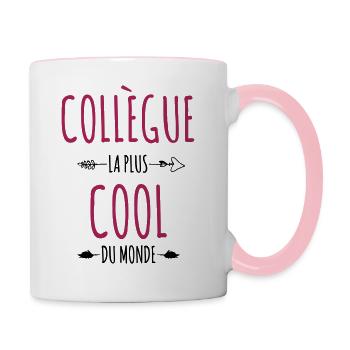 collégue cool - cadeau travail - Mug contrasté - blanc/rose - Droite