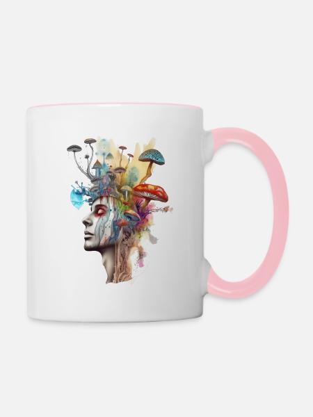 Trippy Schamane - Tasse zweifarbig - Weiß/Pink