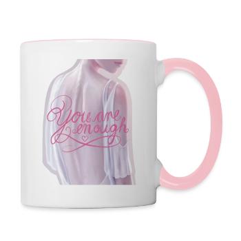 Du bist genug - Tasse zweifarbig - Weiß/Pink - Rechts