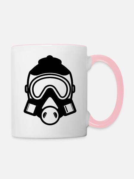 Gasmaske - Tasse zweifarbig - Weiß/Pink