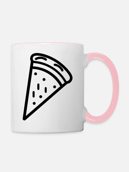 Pizzastück - Tasse zweifarbig - Weiß/Pink