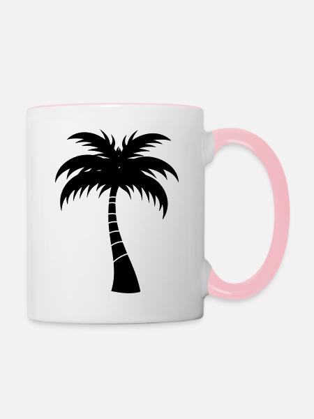 Palme - Tasse zweifarbig - Weiß/Pink