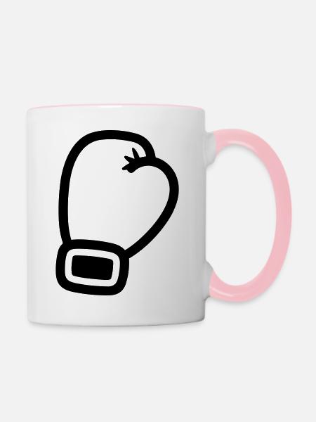 Boxhandschuh - Tasse zweifarbig - Weiß/Pink