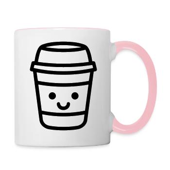Kaffeebecher - Tasse zweifarbig - Weiß/Pink - Rechts