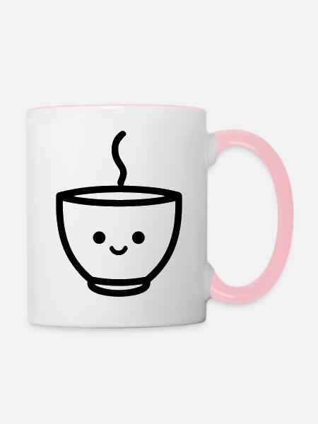 Kaffeebecher - Tasse zweifarbig - Weiß/Pink