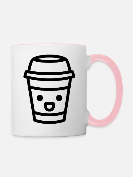 Kaffeebecher - Tasse zweifarbig - Weiß/Pink