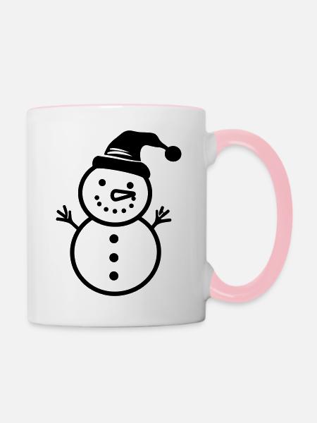 Schneemann - Tasse zweifarbig - Weiß/Pink