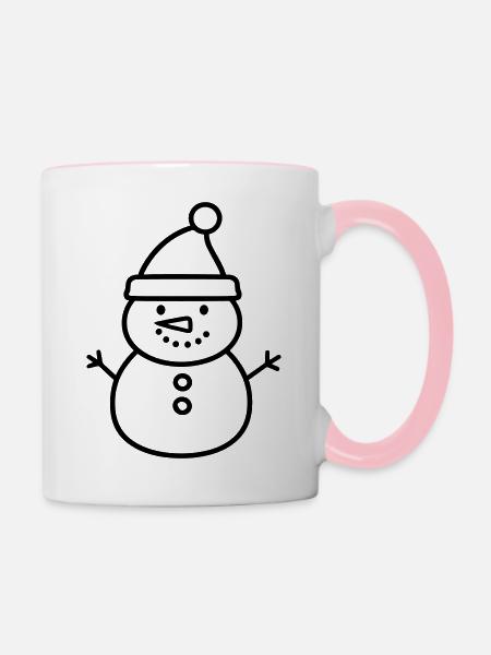 Schneemann - Tasse zweifarbig - Weiß/Pink
