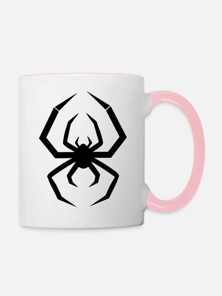 Spinne - Tasse zweifarbig - Weiß/Pink