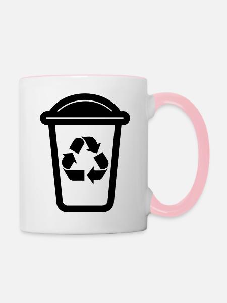 Mülltonne - Tasse zweifarbig - Weiß/Pink