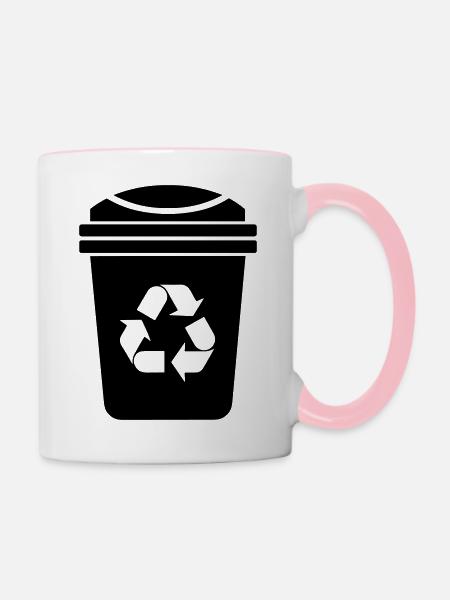 Mülltonne - Tasse zweifarbig - Weiß/Pink