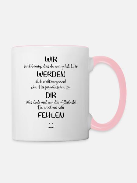 wir werden dir fehlen - Tasse zweifarbig - Weiß/Pink