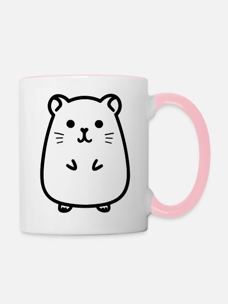 Hamster - Tasse zweifarbig - Weiß/Pink