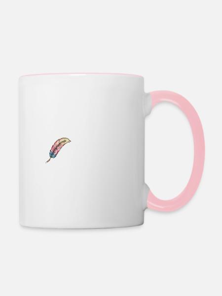 Schreibfeder Regenbogen - Tasse zweifarbig - Weiß/Pink