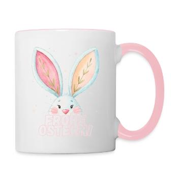 Happy Easter! Cute Easter Bunny - Contrasting Mug - white/pink - Right