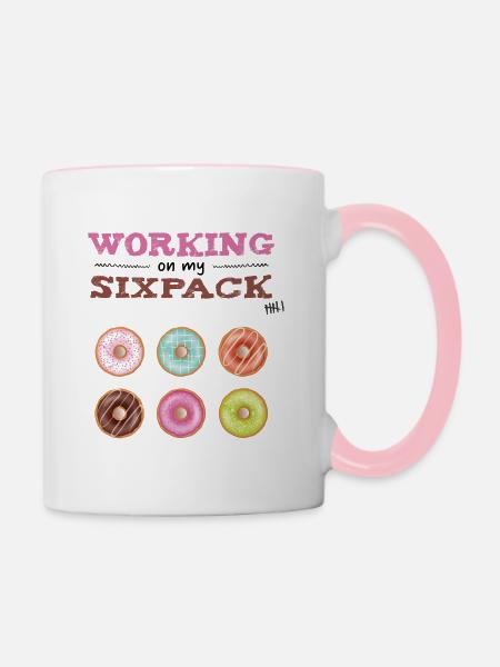 Working on my sixpack - Tasse zweifarbig - Weiß/Pink