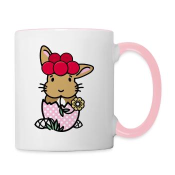 Schwarzwälder Osterhäsle - Tasse zweifarbig - Weiß/Pink - Rechts