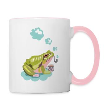 grenouille à la pipe - Mug contrasté - blanc/rose - Droite