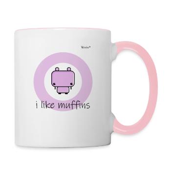 I like Muffins | Weón® - Tasse zweifarbig - Weiß/Pink - Rechts
