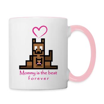 Kangaroo Mummy with Baby - Contrasting Mug - white/pink - Right