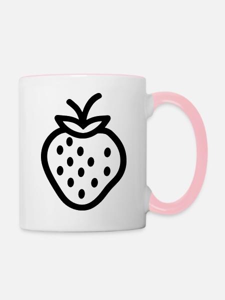 Erdbeere - Tasse zweifarbig - Weiß/Pink