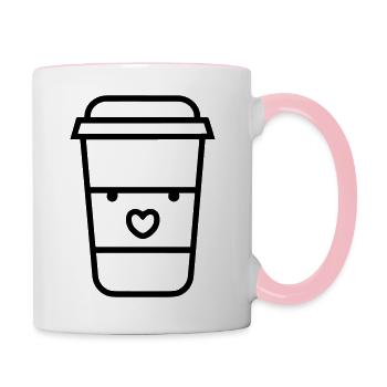 Kaffeebecher - Tasse zweifarbig - Weiß/Pink - Rechts